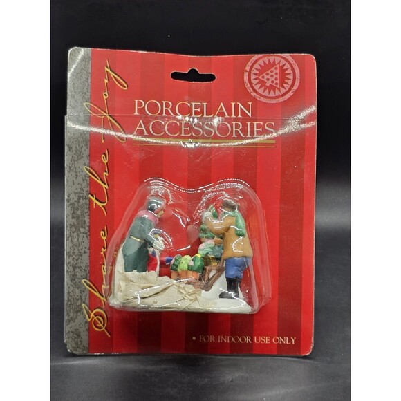 Vtg Caldor Share the Joy Village Accessorie Plant Sale Stand Man Woman Child New - Picture 1 of 9